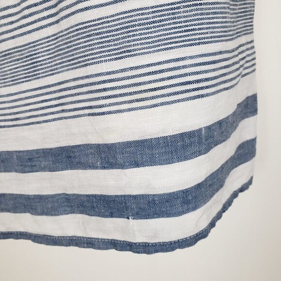 J Jill Love Linen Blue White Cabana Stripe Sleeveless Tank Top Womens Size Small - Picture 3 of 6
